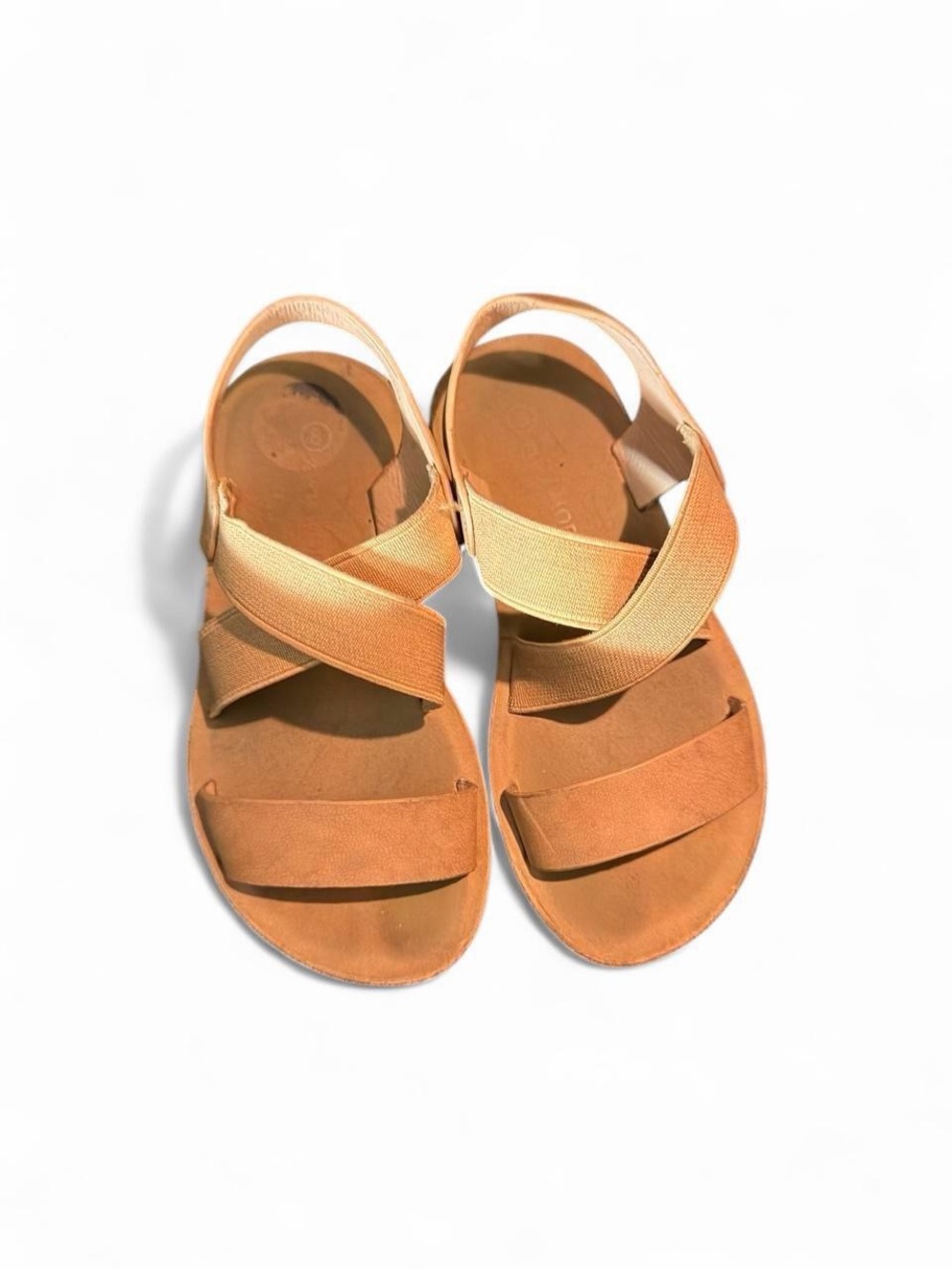 Kids Tan Elastic Strap Sandals size 8C